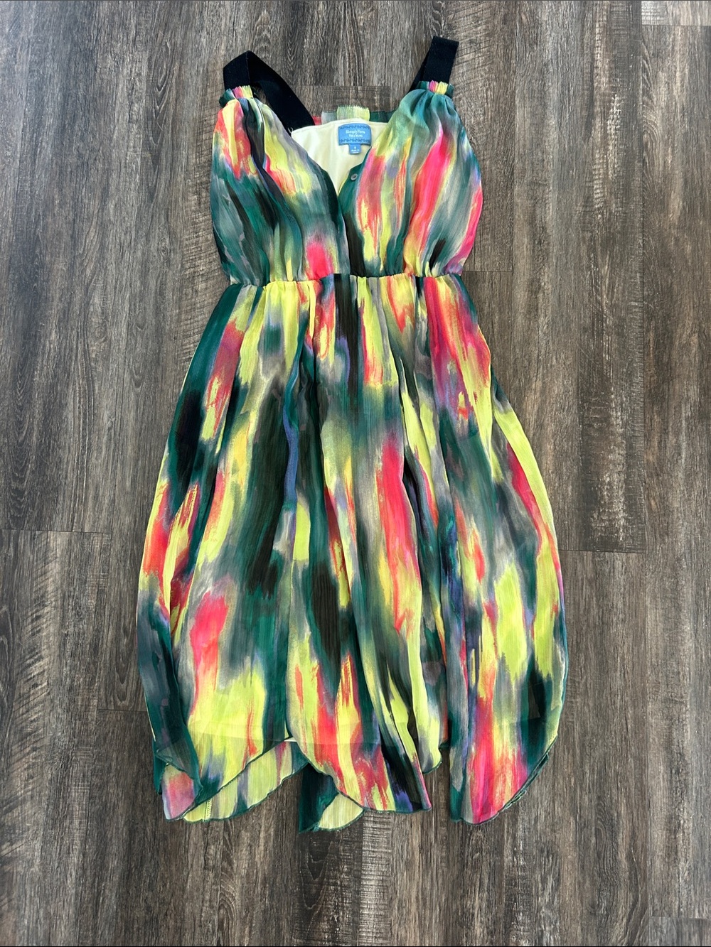 Simply Vera Vera Wang Multicolor Brushstroke Halter Dress with Black Straps